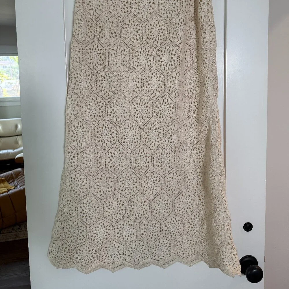 Agua Bendita Women's Floral Crochet Ivory Tove Seed Skirt Size - S - Picture 6 of 7